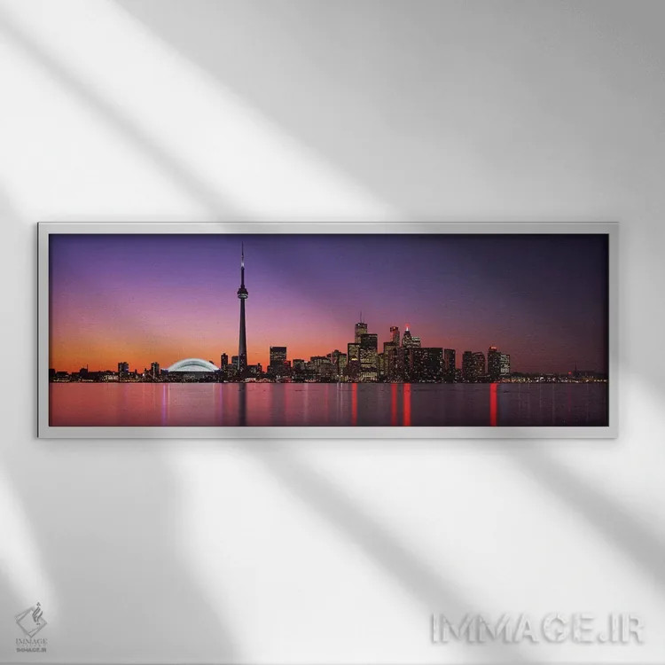 تابلو Toronto, Ontario, Canada,افق شبانه مرکز شهر تورنتو، انتاریو، کانادا اثر پانورامیک ایمجز (استودیو عکاسی عریض) - نمای قابدار سفید