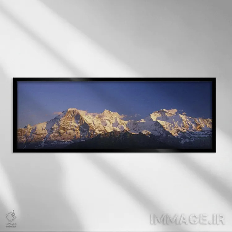 تابلو Bernese Oberland, Switzerland,چشمانداز کوهستانی پوشیده از برف، اوبرلند برنی، سوئیس اثر پانورامیک ایمجز (استودیو عکاسی عریض) - نمای قابدار مشکی