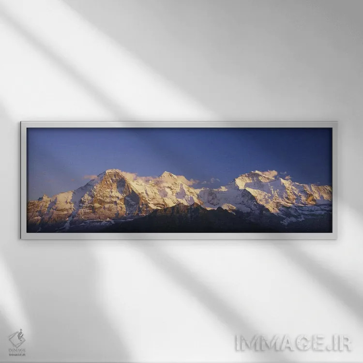 تابلو Bernese Oberland, Switzerland,چشمانداز کوهستانی پوشیده از برف، اوبرلند برنی، سوئیس اثر پانورامیک ایمجز (استودیو عکاسی عریض) - نمای قابدار سفید