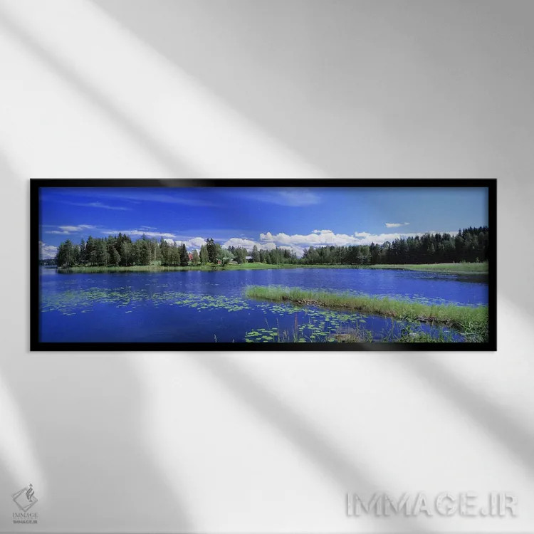 تابلو Finnish Lakeland, Finland,چشمانداز آفتابی روزانه، منطقه دریاچههای فنلاند، فنلاند اثر پانورامیک ایمجز (استودیو عکاسی عریض) - نمای قابدار مشکی