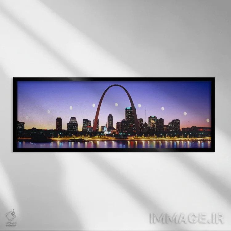 تابلو افق شهر سنت لوئیس، میسوری، آمریکا اثر پانورامیک ایمجز (استودیو عکاسی عریض) - نمای قابدار مشکی