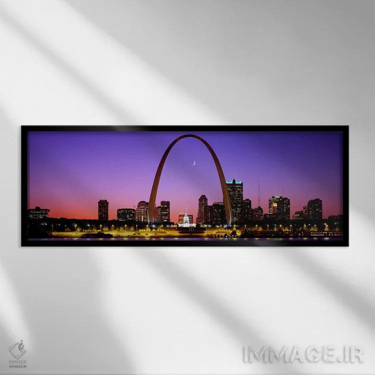 تابلو St. Louis, Missouri, USA,طاق نماباور سنت لوئیس و افق مرکز شهر، میسوری، آمریکا اثر پانورامیک ایمجز (استودیو عکاسی عریض) - نمای قابدار مشکی
