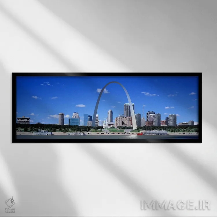 تابلو St Louis, MO, USA,افق شهر سنت لوئیس، میسوری، آمریکا اثر پانورامیک ایمجز (استودیو عکاسی عریض) - نمای قابدار مشکی