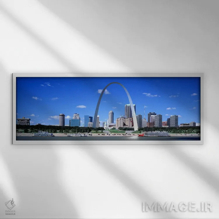 تابلو St Louis, MO, USA,افق شهر سنت لوئیس، میسوری، آمریکا اثر پانورامیک ایمجز (استودیو عکاسی عریض) - نمای قابدار سفید