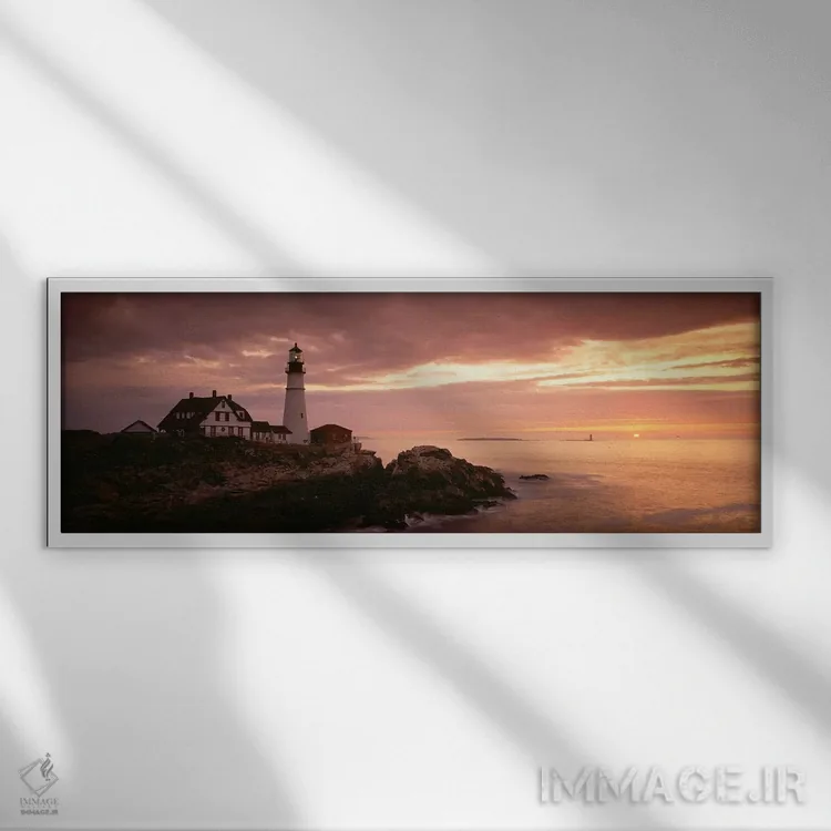 تابلو Cape Elizabeth, Maine, USA,فانوس دریایی پورتلند هد، کیپ الیزابت، مین، آمریکا اثر پانورامیک ایمجز (استودیو عکاسی عریض) - نمای قابدار سفید