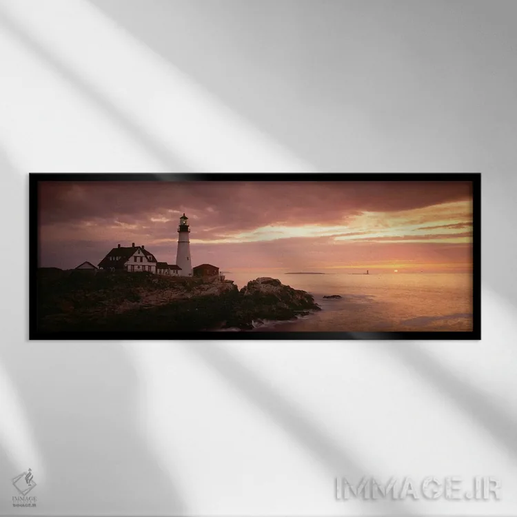 تابلو Cape Elizabeth, Maine, USA,فانوس دریایی پورتلند هد، کیپ الیزابت، مین، آمریکا اثر پانورامیک ایمجز (استودیو عکاسی عریض) - نمای قابدار مشکی