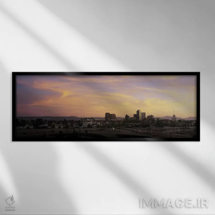 تابلو افق غروب فینیکس، آریزونا، آمریکا اثر پانورامیک ایمجز (استودیو عکاسی عریض) - نمای قابدار مشکی