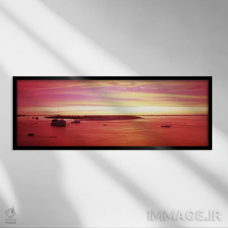تابلو طلوع آفتاب در بندر چاتم، کیپ کاد، ماساچوست، آمریکا اثر پانورامیک ایمجز (استودیو عکاسی عریض) - نمای قابدار مشکی