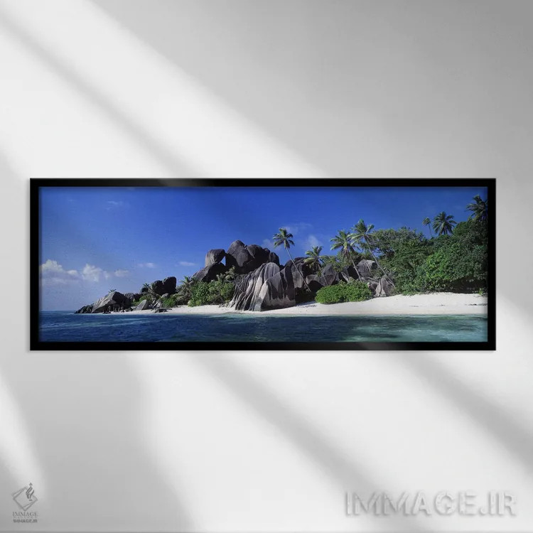 تابلو جزیره لا دیگو، سیشل اثر پانورامیک ایمجز (استودیو عکاسی عریض) - نمای قابدار مشکی