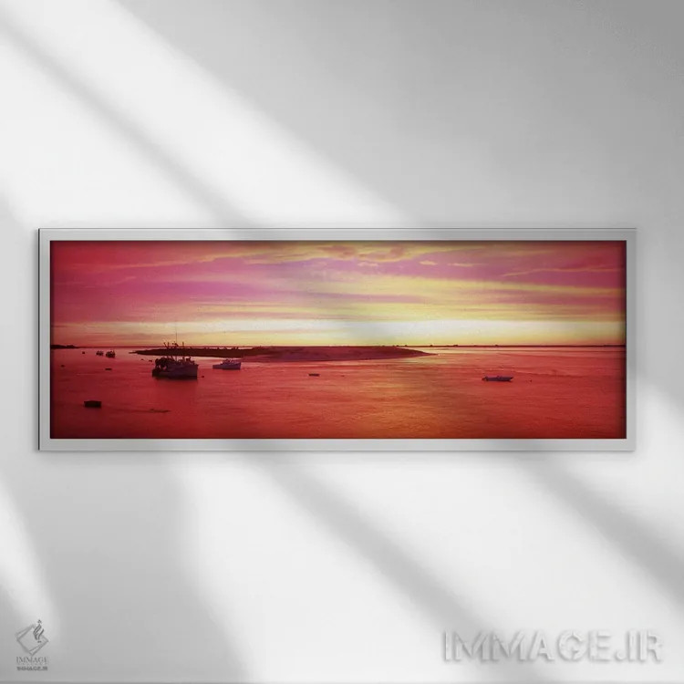 تابلو طلوع آفتاب در بندر چاتم، کیپ کاد، ماساچوست، آمریکا اثر پانورامیک ایمجز (استودیو عکاسی عریض) - نمای قابدار سفید