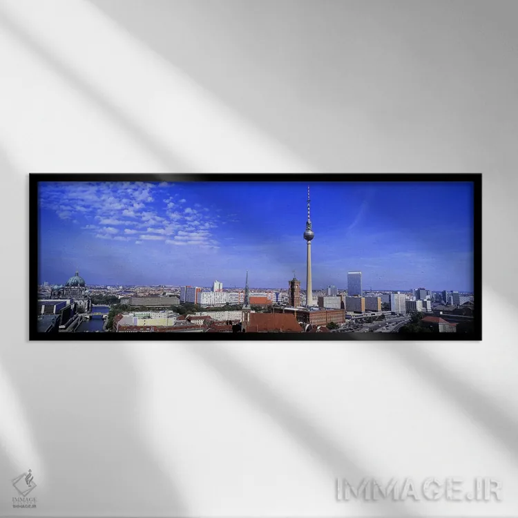 تابلو Berlin, Germany,نمای هوایی از منطقه میته، برلین، آلمان اثر پانورامیک ایمجز (استودیو عکاسی عریض) - نمای قابدار مشکی