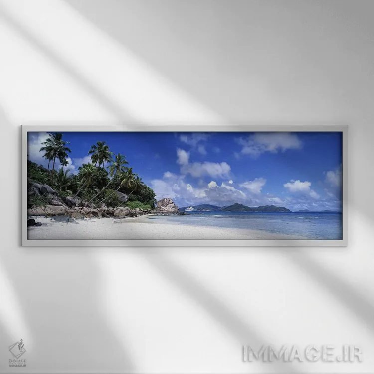 تابلو جزیره لا دیگو، سیشل اثر پانورامیک ایمجز (استودیو عکاسی عریض) - نمای قابدار سفید