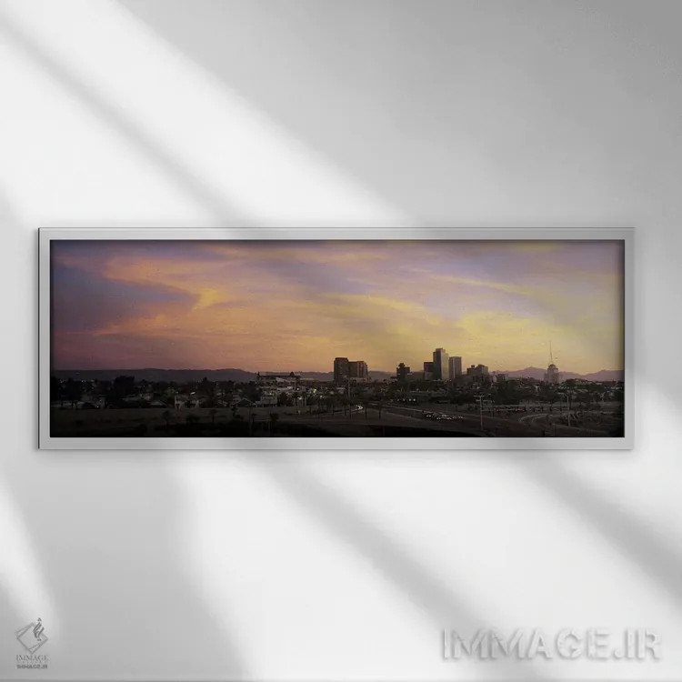 تابلو افق غروب فینیکس، آریزونا، آمریکا اثر پانورامیک ایمجز (استودیو عکاسی عریض) - نمای قابدار سفید