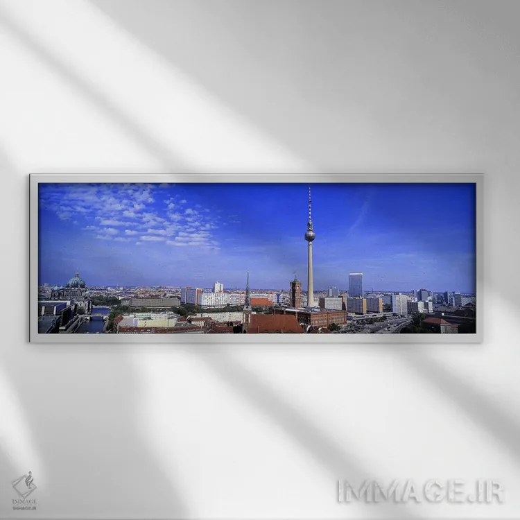 تابلو Berlin, Germany,نمای هوایی از منطقه میته، برلین، آلمان اثر پانورامیک ایمجز (استودیو عکاسی عریض) - نمای قابدار سفید
