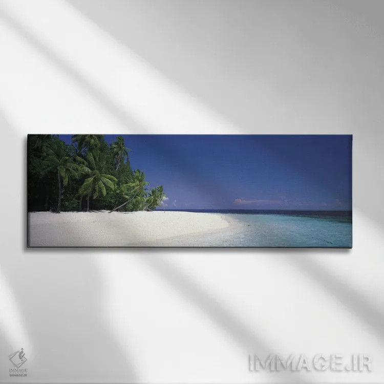 تابلو ساحل شنی سفید، مالدیو اثر پانورامیک ایمجز (استودیو عکاسی عریض) - نمای روبهرو روی دیوار