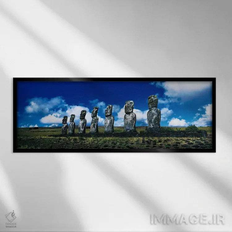 تابلو جزیره ایستر، شیلی اثر پانورامیک ایمجز (استودیو عکاسی عریض) - نمای قابدار مشکی