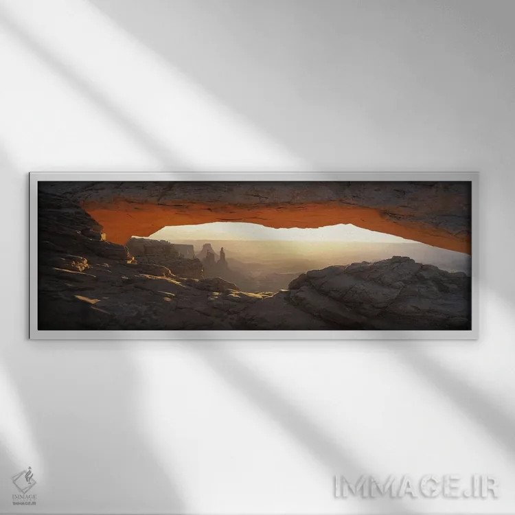 تابلو Canyonlands National Park, Utah, USA,نمای روز درخشان از میان طاق مسا، پارک ملی کنیونلندز، یوتا، آمریکا اثر پانورامیک ایمجز (استودیو عکاسی عریض) - نمای قابدار سفید