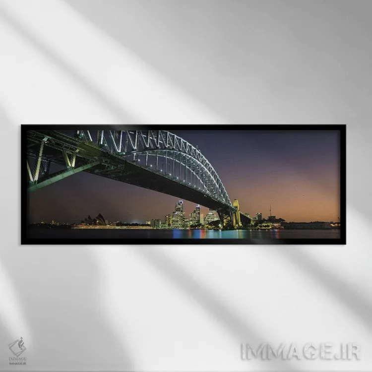 تابلو افق شهری و پل بندرگاه، سیدنی، استرالیا اثر پانورامیک ایمجز (استودیو عکاسی عریض) - نمای قابدار مشکی