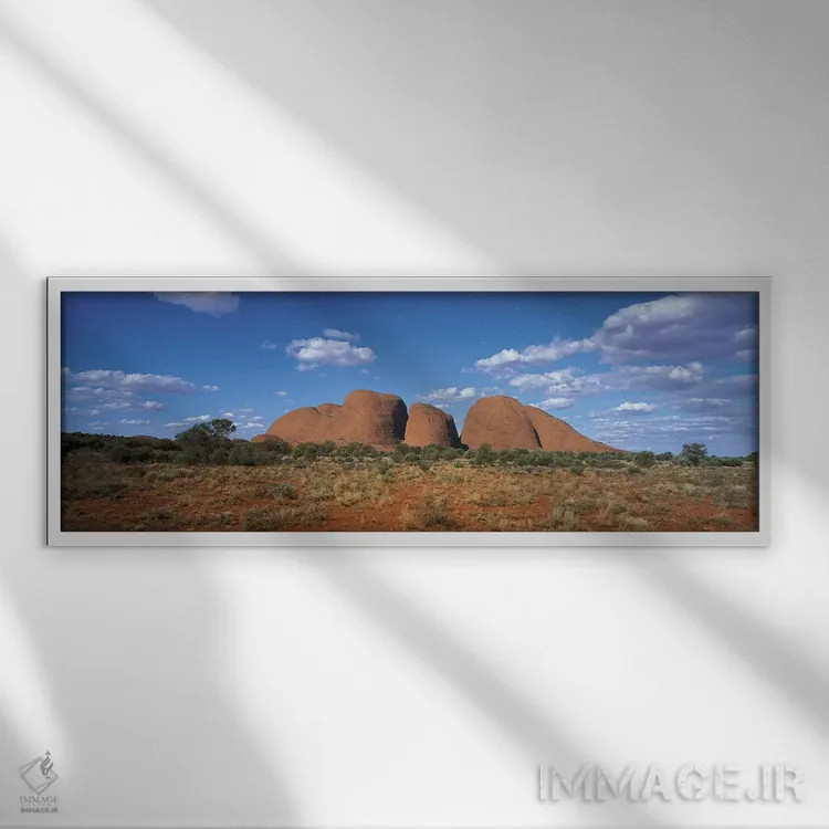 تابلو کوههای اولگاس، استرالیا (کاتا جوتا) اثر پانورامیک ایمجز (استودیو عکاسی عریض) - نمای قابدار سفید