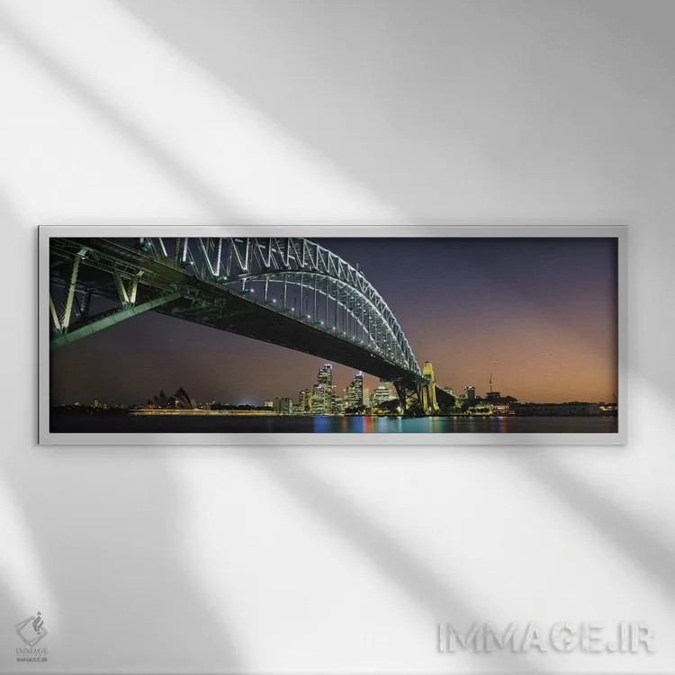 تابلو افق شهری و پل بندرگاه، سیدنی، استرالیا اثر پانورامیک ایمجز (استودیو عکاسی عریض) - نمای قابدار سفید