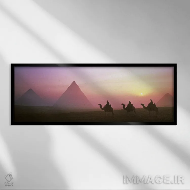 تابلو اهرام جیزه، مصر اثر پانورامیک ایمجز (استودیو عکاسی عریض) - نمای قابدار مشکی