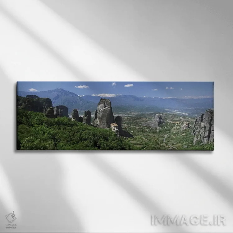 تابلو صومعه متئورا، یونان اثر پانورامیک ایمجز (استودیو عکاسی عریض) - نمای روبهرو روی دیوار