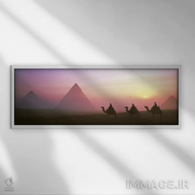 تابلو اهرام جیزه، مصر اثر پانورامیک ایمجز (استودیو عکاسی عریض) - نمای قابدار سفید