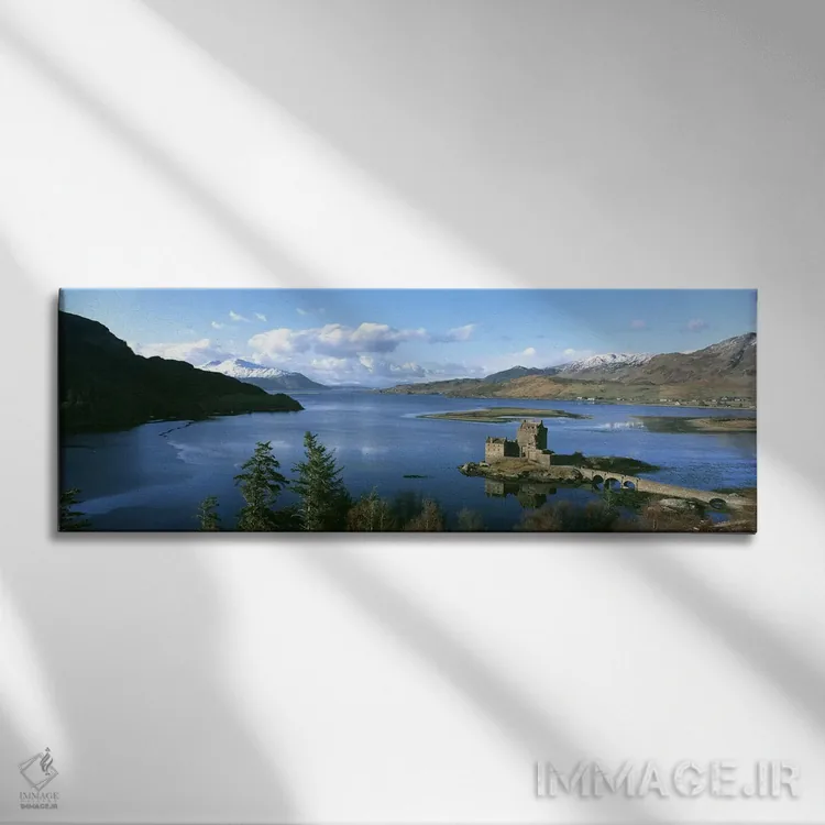 تابلو قلعه ایلین دونان، اسکاتلند اثر پانورامیک ایمجز (استودیو عکاسی عریض) - نمای روبهرو روی دیوار