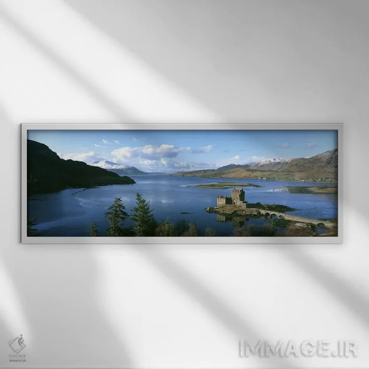 تابلو قلعه ایلین دونان، اسکاتلند اثر پانورامیک ایمجز (استودیو عکاسی عریض) - نمای قابدار سفید