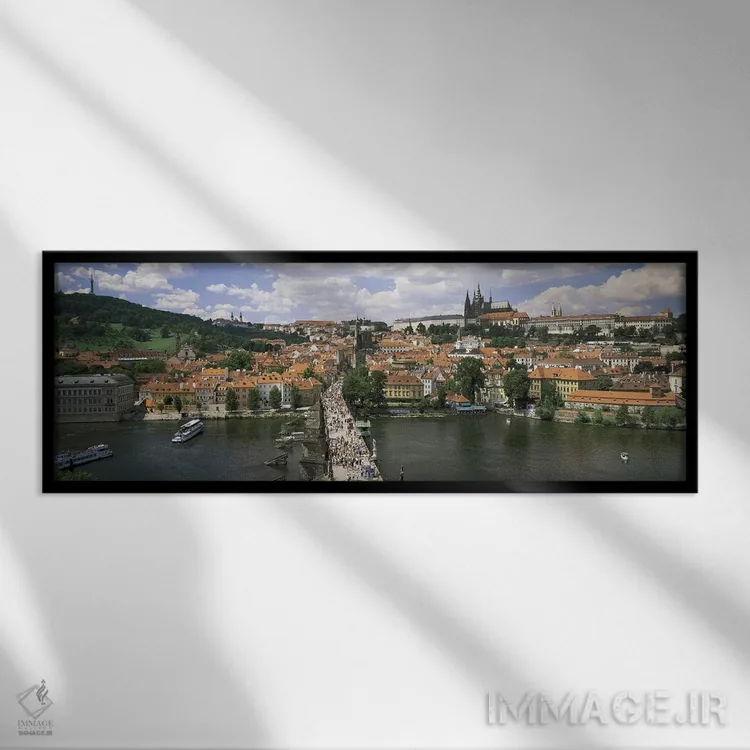 تابلو پل چارلز، پراگ، جمهوری چک اثر پانورامیک ایمجز (استودیو عکاسی عریض) - نمای قابدار مشکی