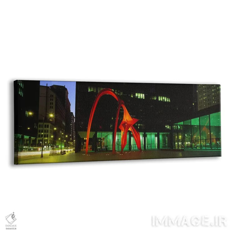 تابلو Chicago, Illinois, USA,مجسمه فلامینگو اثر الکساندر کالدر، شیکاگو، ایلینوی، آمریکا اثر پانورامیک ایمجز (استودیو عکاسی عریض) - نمای پرسپکتیو محصول