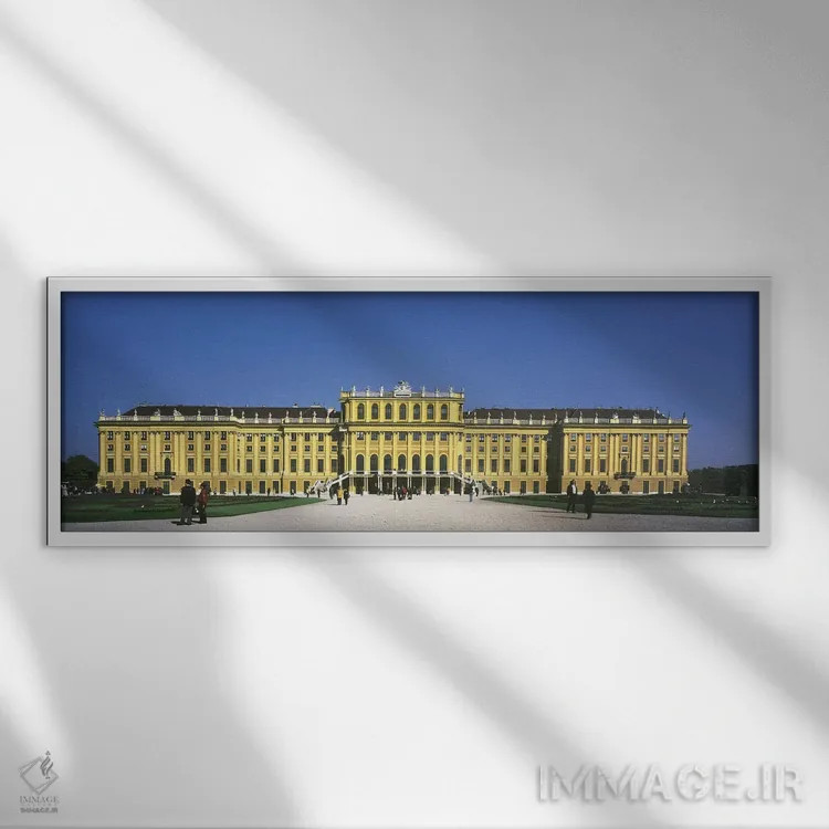 تابلو کاخ شونبرون، وین، اتریش اثر پانورامیک ایمجز (استودیو عکاسی عریض) - نمای قابدار سفید
