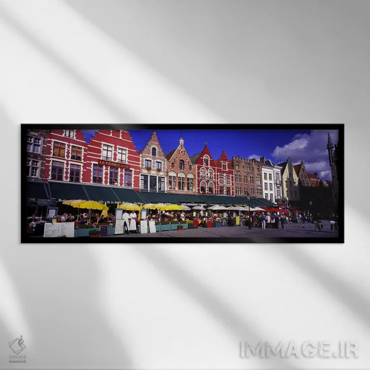 تابلو نمایی از خیابان در بروخه بلژیک اثر پانورامیک ایمجز (استودیو عکاسی عریض) - نمای قابدار مشکی