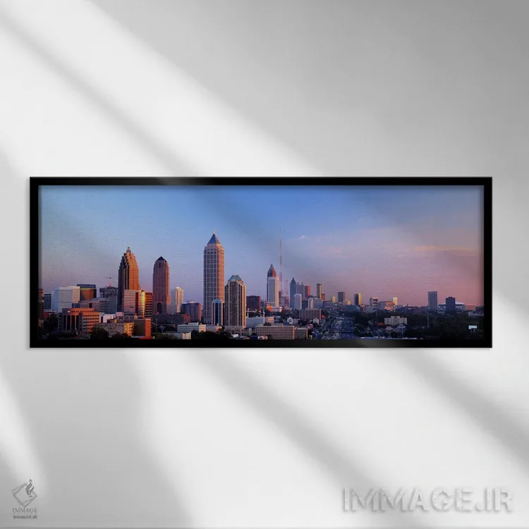 تابلو Skyline, Atlanta, Georgia, USA,گرگومیش و چشمانداز شهری آتلانتا، جورجیا، آمریکا اثر پانورامیک ایمجز (استودیو عکاسی عریض) - نمای قابدار مشکی