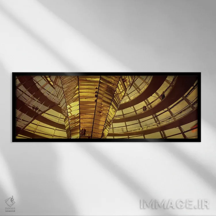 تابلو گنبد شیشهای رایشتاگ برلین آلمان اثر پانورامیک ایمجز (استودیو عکاسی عریض) - نمای قابدار مشکی