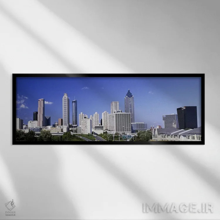 تابلو Atlanta, Georgia, USA #4,آسمانخراشها در شهر آتلانتا، جورجیا، آمریکا (۴) اثر پانورامیک ایمجز (استودیو عکاسی عریض) - نمای قابدار مشکی