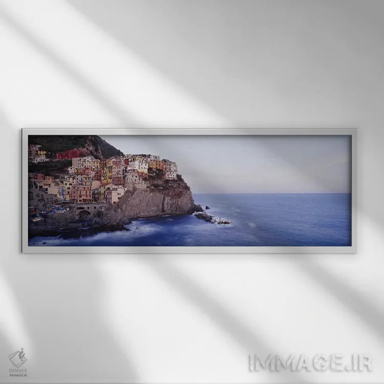 تابلو Riomaggiore, La Spezia, Liguria Region, Italy,روستای ساحلی مانارولا، ریوماجیوره، لا اسپزیا، منطقه لیگوریا، ایتالیا اثر پانورامیک ایمجز (استودیو عکاسی عریض) - نمای قابدار سفید
