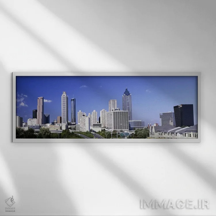 تابلو Atlanta, Georgia, USA #4,آسمانخراشها در شهر آتلانتا، جورجیا، آمریکا (۴) اثر پانورامیک ایمجز (استودیو عکاسی عریض) - نمای قابدار سفید