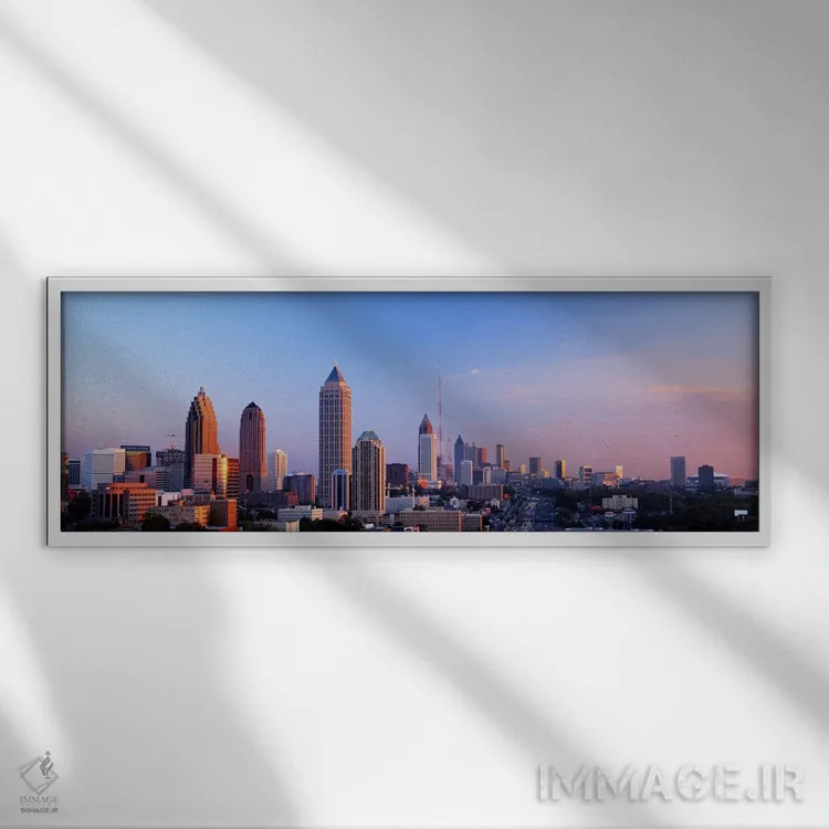 تابلو Skyline, Atlanta, Georgia, USA,گرگومیش و چشمانداز شهری آتلانتا، جورجیا، آمریکا اثر پانورامیک ایمجز (استودیو عکاسی عریض) - نمای قابدار سفید