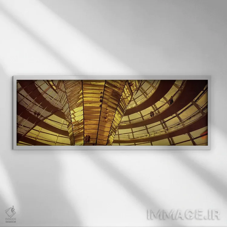 تابلو گنبد شیشهای رایشتاگ برلین آلمان اثر پانورامیک ایمجز (استودیو عکاسی عریض) - نمای قابدار سفید