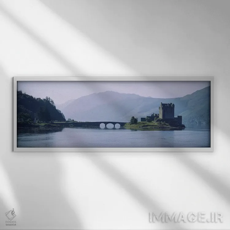 تابلو Loch Duich, Highlands Region, Scotland,قلعه کنار دریاچه ایلن دونان، لاخ دویخ، منطقه هایلندز، اسکاتلند اثر پانورامیک ایمجز (استودیو عکاسی عریض) - نمای قابدار سفید