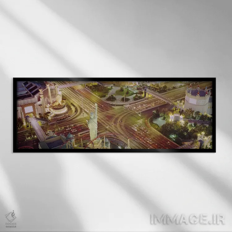 تابلو Las Vegas, Nevada, USA #3,خیابان استریپ لاسوگاس، نوادا، آمریکا (۳) اثر پانورامیک ایمجز (استودیو عکاسی عریض) - نمای قابدار مشکی