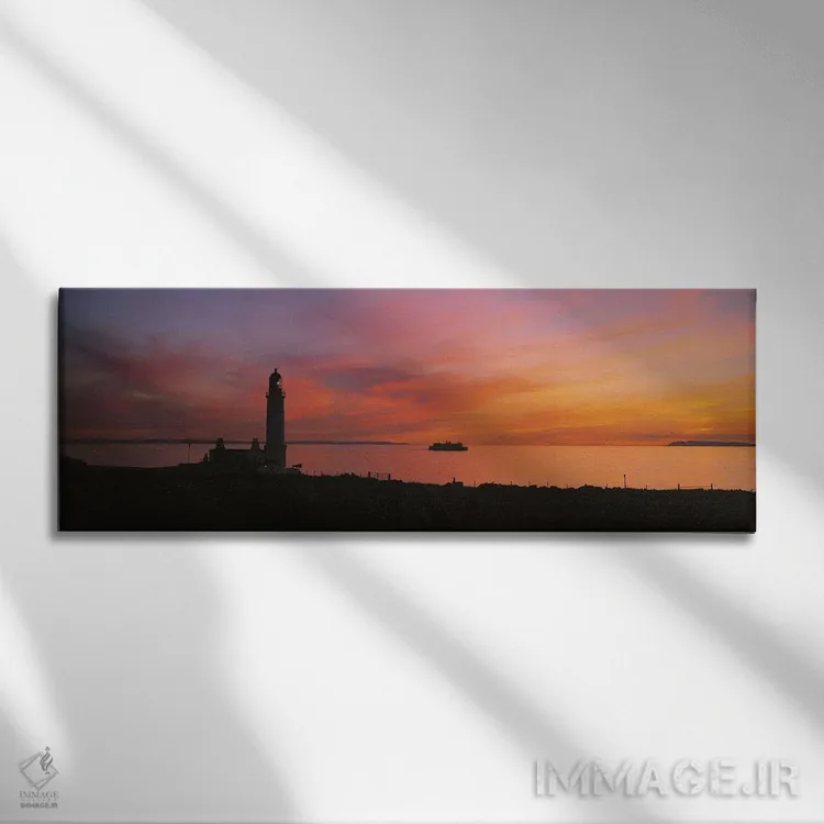 تابلو Scotland,سیلوئت فانوس دریایی در غروب، اسکاتلند اثر پانورامیک ایمجز (استودیو عکاسی عریض) - نمای روبهرو روی دیوار