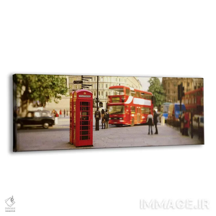 تابلو Trafalgar Square, London, England, United Kingdom,کیوسک تلفن قرمز، میدان ترافالگار، لندن، انگلستان، بریتانیا اثر پانورامیک ایمجز (استودیو عکاسی عریض) - نمای پرسپکتیو محصول