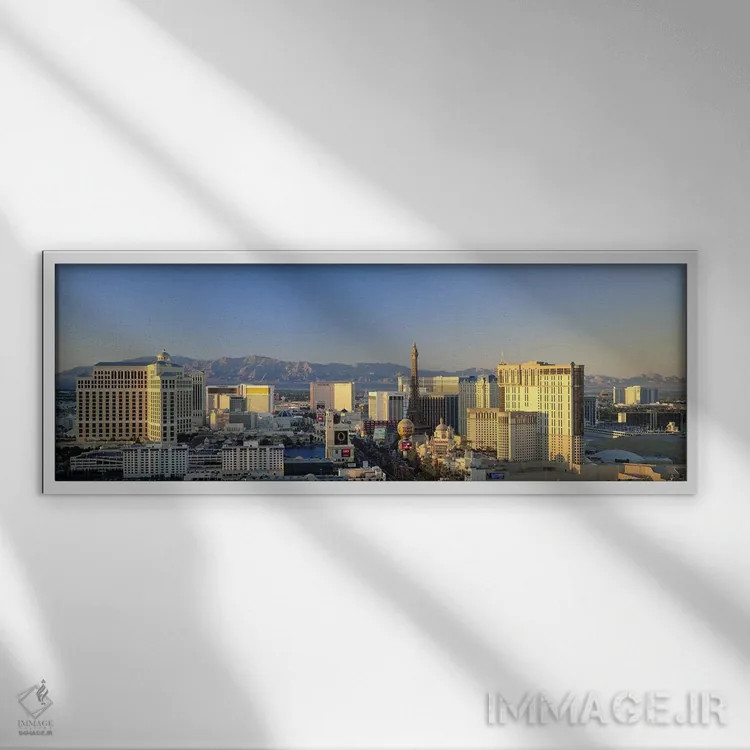 تابلو Las Vegas, Nevada, USA #2,نمای بالا از ساختمانها در شهر لاسوگاس، نوادا، آمریکا (۲) اثر پانورامیک ایمجز (استودیو عکاسی عریض) - نمای قابدار سفید