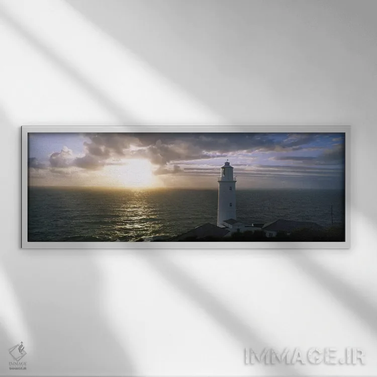 تابلو Cornwall, England, United Kingdom,طلوع ابری دریایی نزدیک فانوس دریایی تریوس هد، کورنوال، انگلستان، بریتانیا اثر پانورامیک ایمجز (استودیو عکاسی عریض) - نمای قابدار سفید
