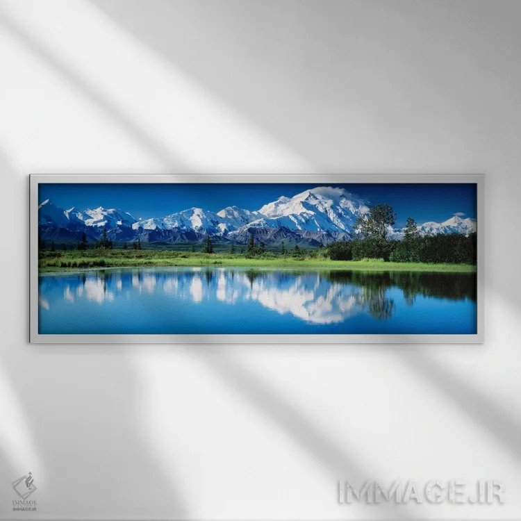تابلو پارک ملی دنالی آلاسکا آمریکا اثر پانورامیک ایمجز (استودیو عکاسی عریض) - نمای قابدار سفید