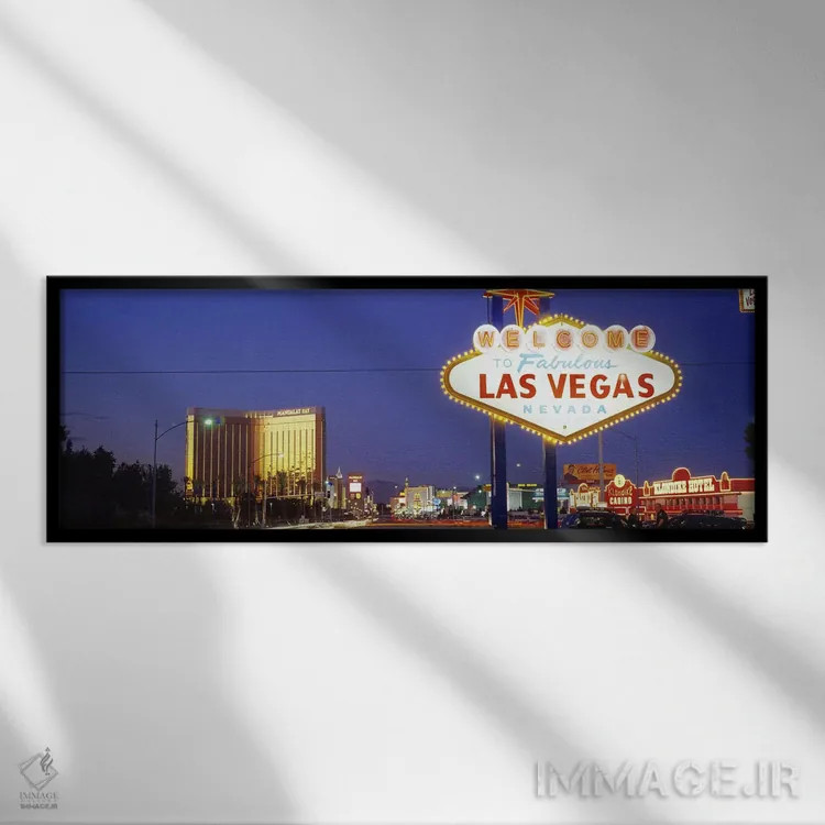 تابلو Las Vegas Nevada, USA,تابلوی معروف لاسوگاس، نوادا، آمریکا اثر پانورامیک ایمجز (استودیو عکاسی عریض) - نمای قابدار مشکی