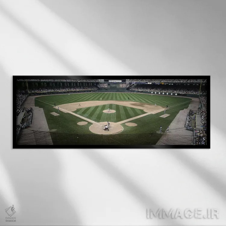 تابلو Chicago, Cook County, Illinois, USA,مسابقه بیسبال در حال برگزاری، زمین یواس سلولار، شیکاگو، شهرستان کوک، ایلینوی، آمریکا اثر پانورامیک ایمجز (استودیو عکاسی عریض) - نمای قابدار مشکی