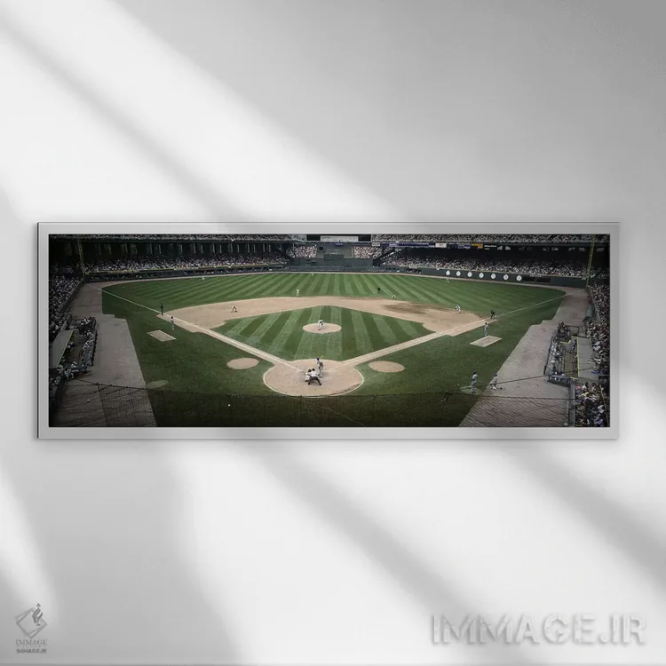 تابلو Chicago, Cook County, Illinois, USA,مسابقه بیسبال در حال برگزاری، زمین یواس سلولار، شیکاگو، شهرستان کوک، ایلینوی، آمریکا اثر پانورامیک ایمجز (استودیو عکاسی عریض) - نمای قابدار سفید